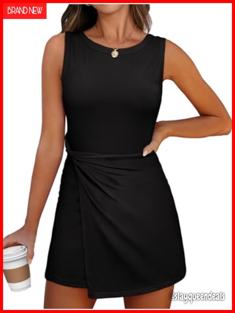 ANRABESS Women's Summer Bodycon Sleeveless Romper Mini Dress Built-in Shorts
